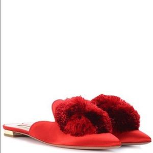 Aquazzura Powder Puff Satin Slippers